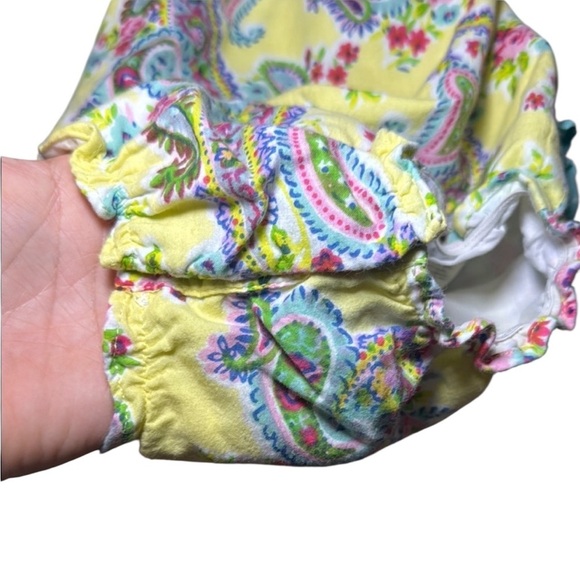 Baby Starters Yellow Paisley Print Open Back Halter Ruffle Butt Romper 9 Months - Picture 4 of 9
